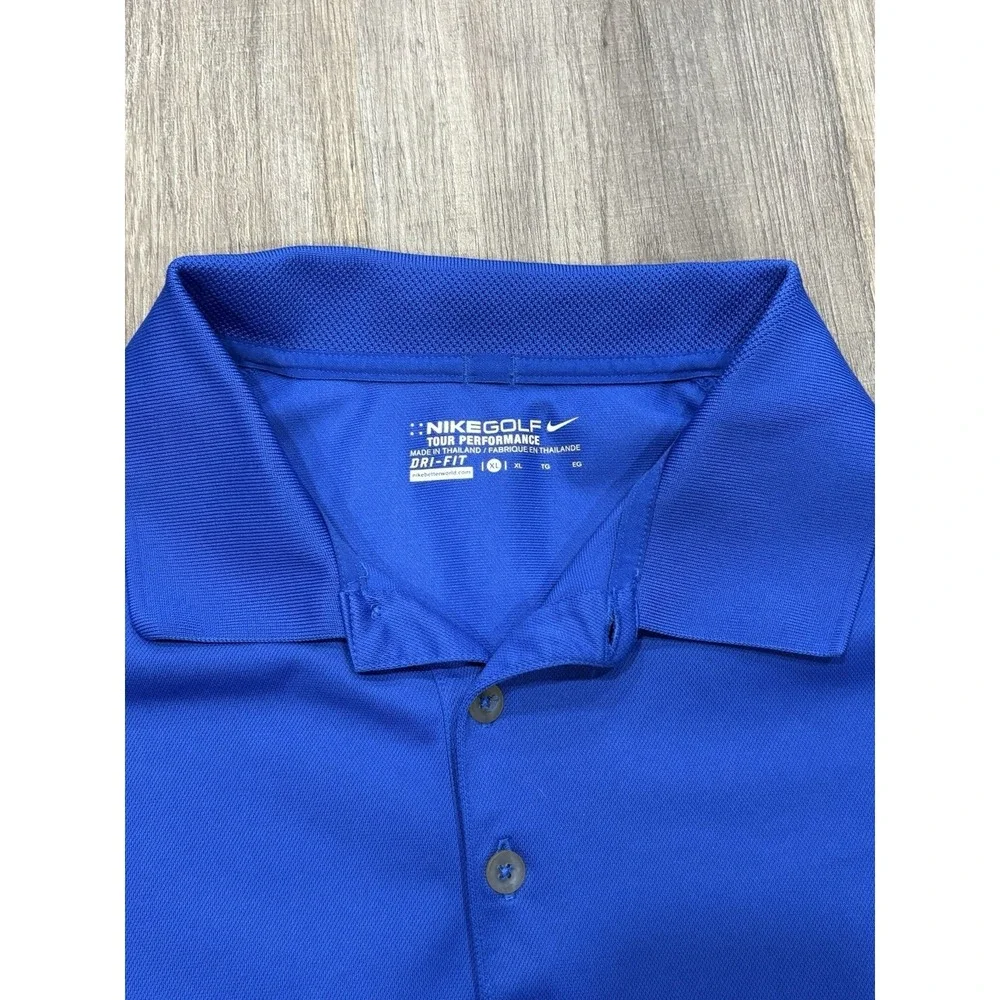 Nike Dri Fit Short Sleeve Mens Size XL Solid Blue Tour Performance Polo Shirt